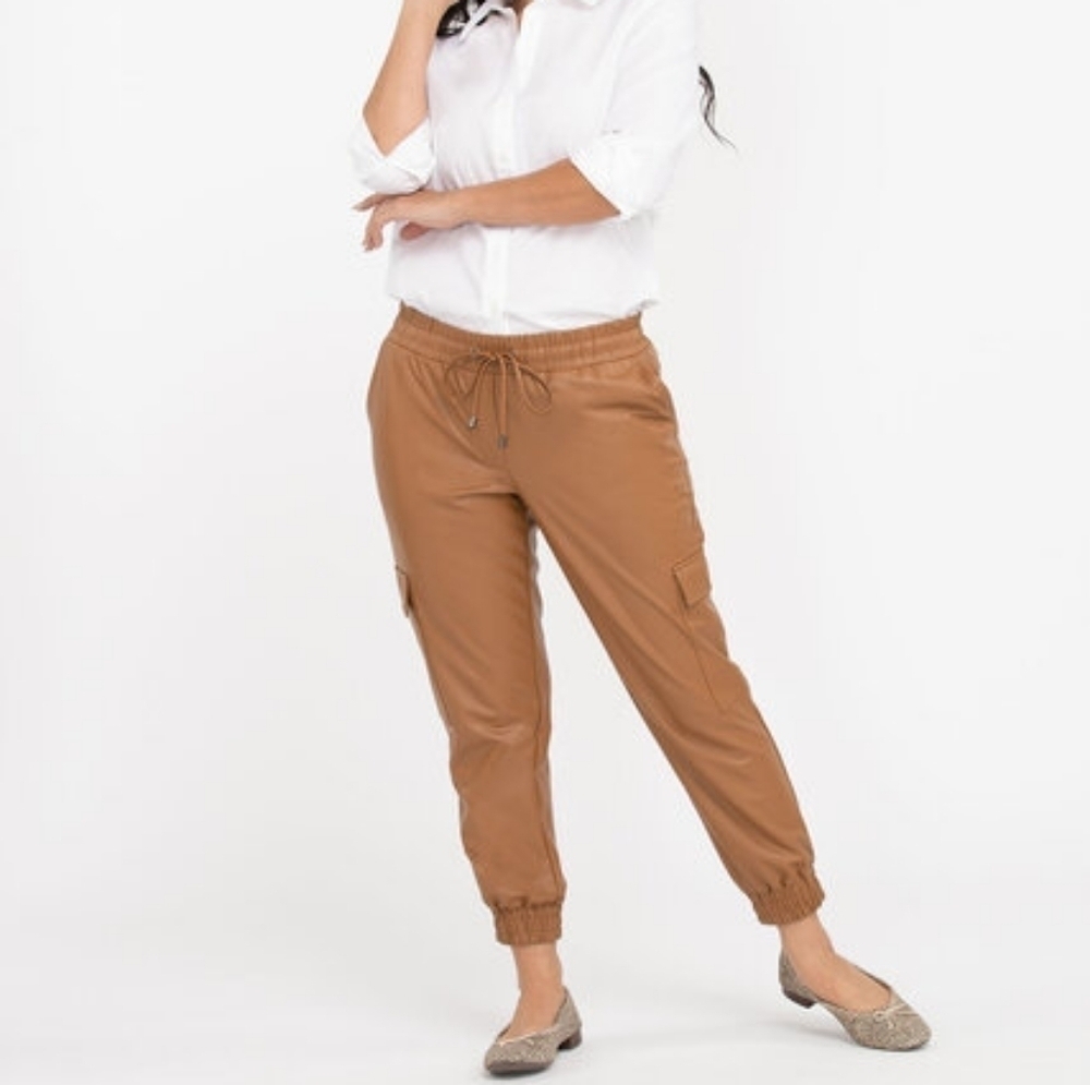 10P • Cleo • Vegan Leather Cargo Joggers